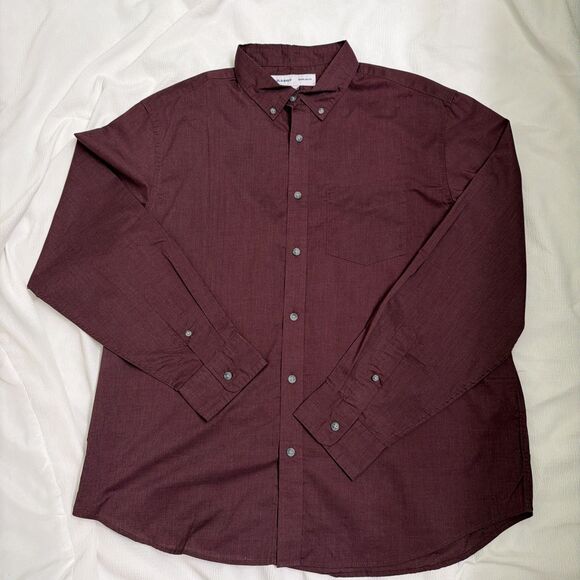 Old Navy Other - Old Navy Men Button Down Shirt Maroon XL Long Sleeve Regular Fit Everyday PREPPY